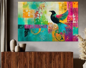 Colourful freedom - Singing bird Art of the air - by Poster Art Shop