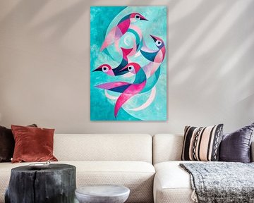 Colourful freedom - birds in flight by Poster Art Shop