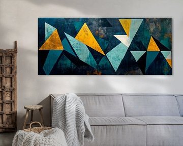 Farbenfrohe Geometrie der Stille  Dynamik in kühlen Tönen  T von Poster Art Shop