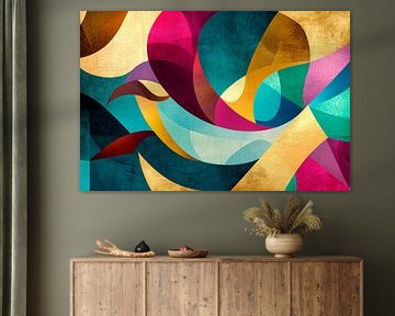Colourful harmony in the dance of shapes Dynamics of colours - by Poster Art Shop