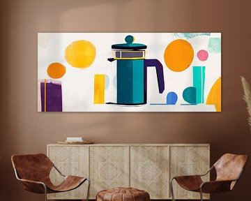 Colourful coffee break - Pressekanne by Poster Art Shop