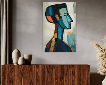 Farbenfrohe Stille – Kopfprofil von Poster Art Shop