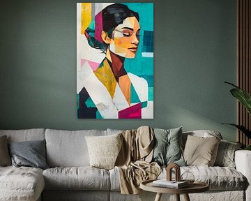 Colourful stillness - Portrait of a woman Geometric harmony by Poster Art Shop