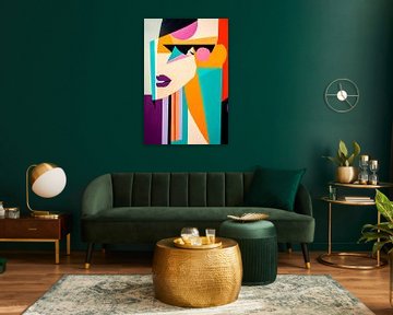 Kleurrijke dromen - Portret spel Geometrische elegantie - De mooiste van het land. van Poster Art Shop