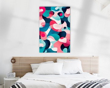 Kleurrijke golven van chaos Dans van geometrische vormen S van Poster Art Shop