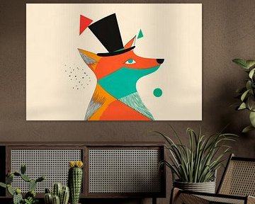 Colourful fox fairy taleFox in a top hat dreamElegance of the by Poster Art Shop