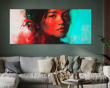 Farbenfrohes Porträt einer Frau von Poster Art Shop