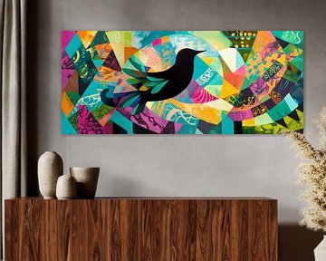Colourful bird's play of the soul Shadow wings in a colourful tr by Poster Art Shop