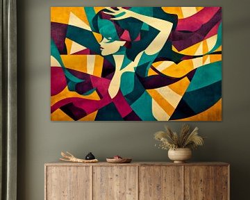 Colourful dance play of stillness Movement in geometric shapes by Poster Art Shop