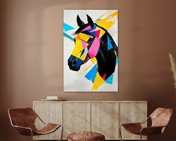 Play of colours of freedom - Horse head by Poster Art Shop