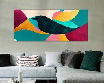 Vrijheid in kleurenspel - Vogeltjesdans van Poster Art Shop