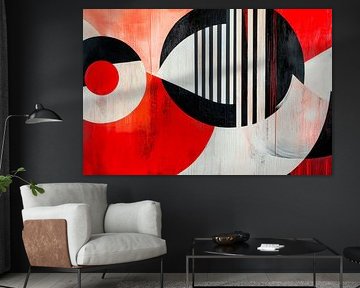 Colour play of geometry - red black by Poster Art Shop