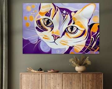Colour play of cat eyes Violet elegance of a velvet paw by Poster Art Shop