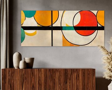 Kleurenspel van cirkels en lijnen van Poster Art Shop