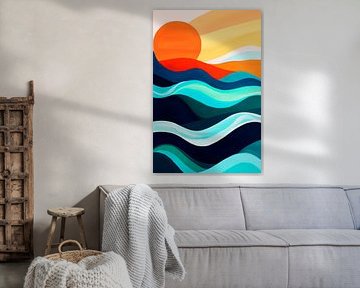 Farbenspiel der Wellen und Sonne von Poster Art Shop