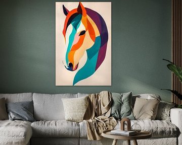 Kleurenspel in het paardenprofiel van Poster Art Shop