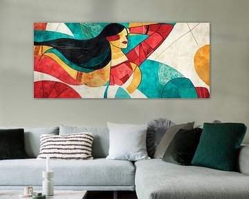 Farbenspiele einer träumenden Muse  Tanz der Farben – weibli von Poster Art Shop