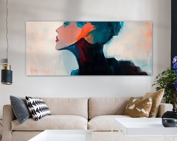 Kleurendans in profiel - moderne kunst van Poster Art Shop