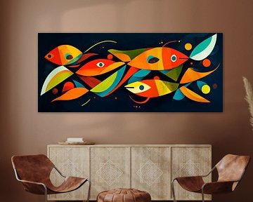 Colourful fins in a forest dream Dancing fish in a play of colours by Poster Art Shop