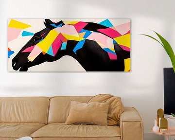 Farbige Eleganz – Pferdeprofil  Lichtspiel der Farben – Pfe von Poster Art Shop