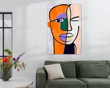Coloured duality - faces in dialogue by Poster Art Shop