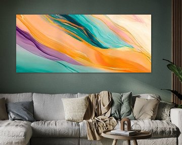 Kleurenspel van dromen - abstract Golven van stilte - Farbv van Poster Art Shop