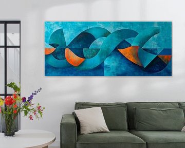 Colour play of the waves - blue and orange by Poster Art Shop