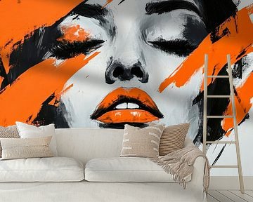 Femme Fatale in Orange Schatten von Poster Art Shop