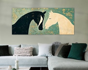 Les contraires en harmonie - Regard de cheval La grâce noire, la blancheur sur Poster Art Shop