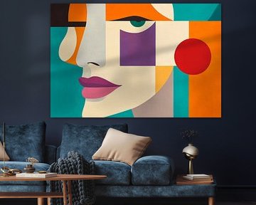 Geometric elegance - Portrait of a woman Colourful harmony d by Poster Art Shop