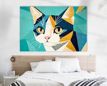 Geometric elegance - colour cat by Poster Art Shop