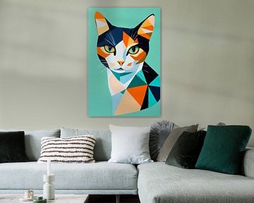 Geometric elegance - cat portrait by Poster Art Shop