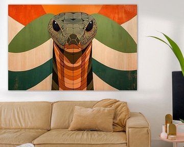 Stilvolle Kobra in geometrischem Design von Imperial Art House