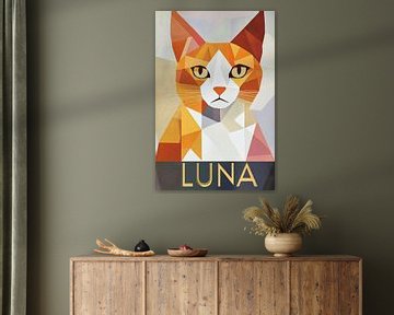 Geometrische elegantie - Luna cat van Poster Art Shop