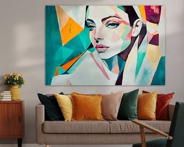 Geometric beauty - Portrait dream Coloured facets - by Poster Art Shop
