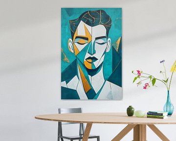 Geometric stillness - Portrait in blue Coloured dreams - A by Poster Art Shop