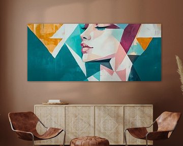 Geometric dreams - Portrait of a woman Colourful silence - by Poster Art Shop