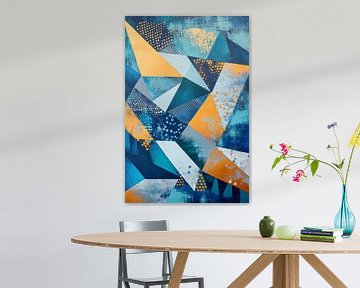 Geometric dream in blue and yellow by Poster Art Shop