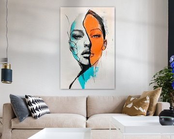 Face of opposites - artwork Two souls, one canvas by Poster Art Shop