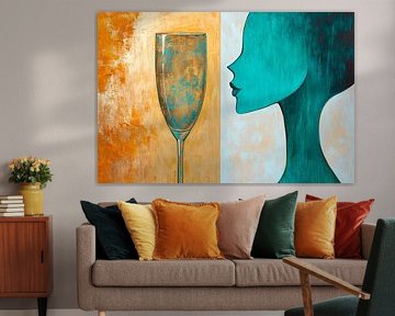 Glass of dreams - woman's silhouette A touch of style - g by Poster Art Shop