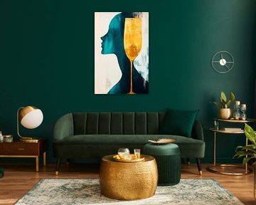 Golden dreams in a glassSilhouette of indulgenceShimmering el by Poster Art Shop