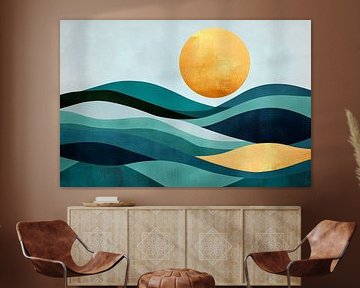 Golden wave - sun in the sea by Poster Art Shop