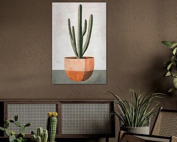 Grüner Wächter – Kaktus im Topf von Poster Art Shop
