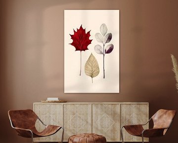 Herfstkleuren van stilte Bladeren in zacht licht Natuur in z van Poster Art Shop