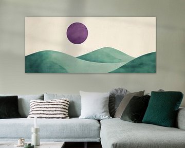 Harmonische Hügel unter lilafarbenem Himmel von Poster Art Shop