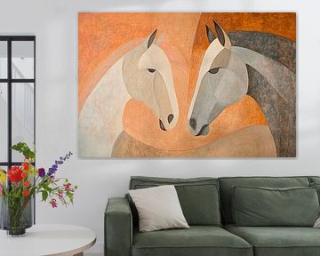 Harmonious encounter - horse portrait by Poster Art Shop