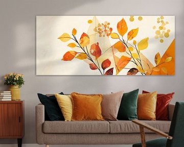 Herbstmelodie – Aquarell in Goldtönen von Poster Art Shop