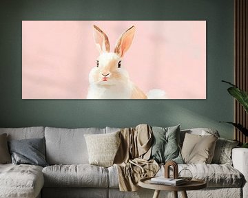 Bouncing dreams - Gentle bunny pastel magic - Fluffy by Poster Art Shop
