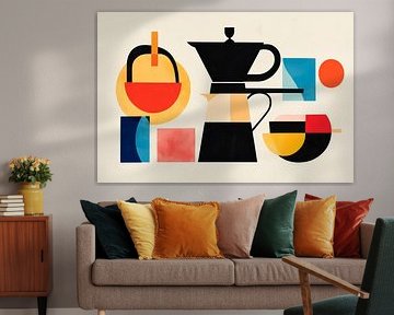 Chuchotements du café : couleurs et formes Œuvre d'art créative au café sur Poster Art Shop