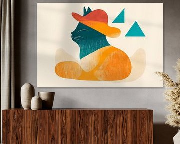 Cat with hat - Colourful calm by Poster Art Shop